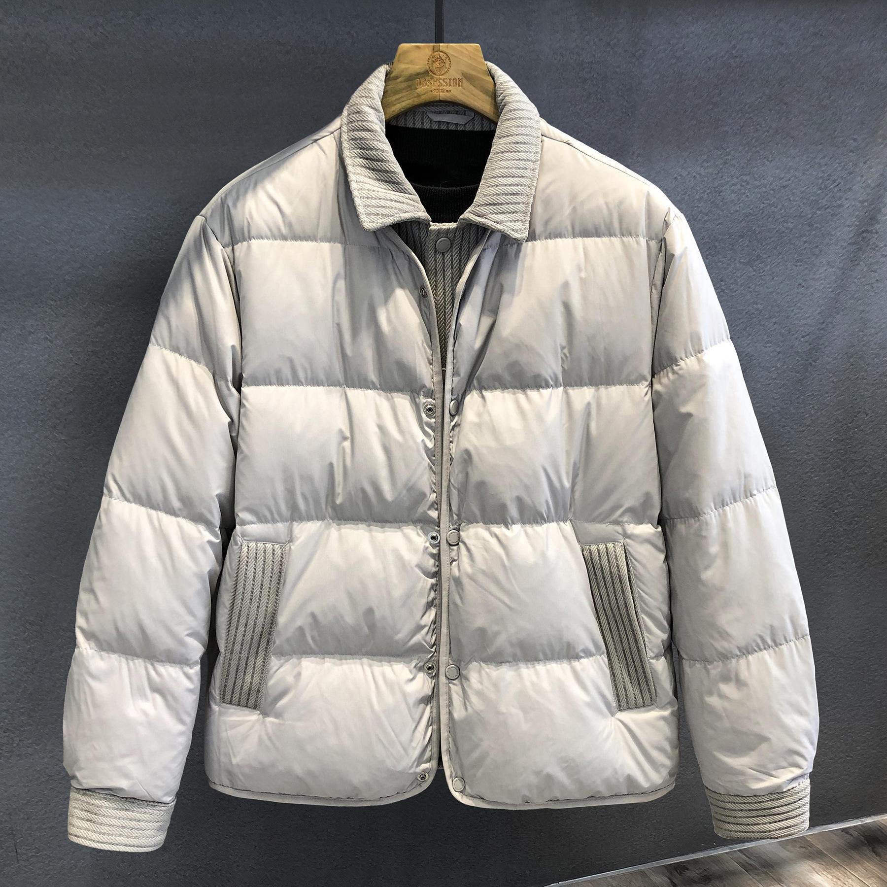 

Down Jacket for Men s Lapel Warmth and Thickened Duck Down Counter Fluffy Winter Jacket M