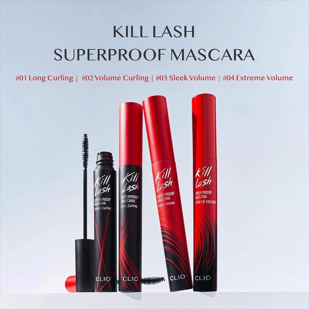 Clio Kill Lash Superproof Mascara 001 Long Curling (2pcs), Korean