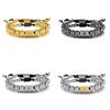 Vintage Crown Men Women Copper Beaded Bracelet With Zircon Stones For Travel Gift
