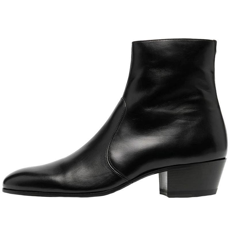 Men's Genuine Leather Chelsea Boots - Summer British Style with Zipper