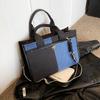 Large capacity denim handbag women's new fashion contrasting color shoulder messenger bag broadband commuter trendy tote bag