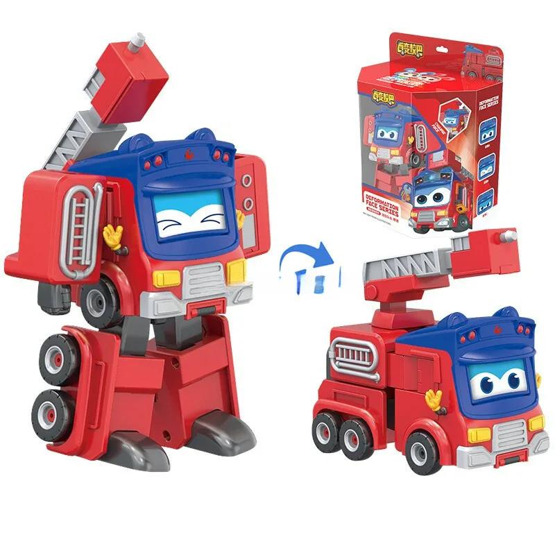 Transformation ABS Gogo Bus Toys Vehicle 3 Changeable Face Expression Action Figures Deformation Ambulance/Police/Fireman Slide