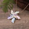New enamel color double-layer five-petal flower alloy pendant, women's exaggerated personality high-end flower necklace
