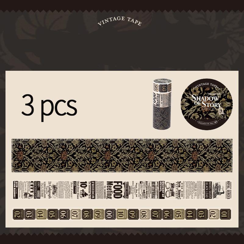 

3 rolls/Set Vintage Washi tape Decorative Scrapbooking Stick Labels hand made Junk Journal Masking tape