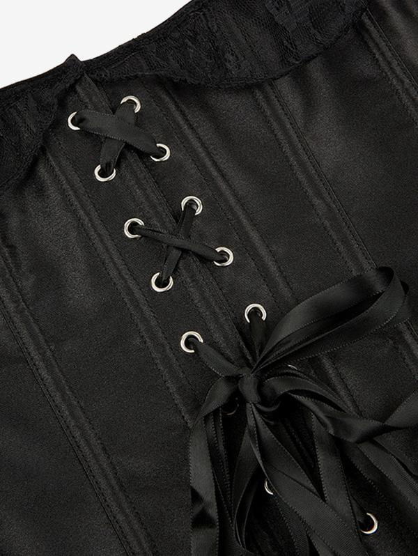 Rosegal Gothic Off The Shoulder Lace Panel Lace-up Boning Corset Top