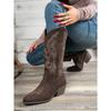 2025 Fashion Fall/Winter New Mid-Heeled Women's Boots Round Toe Plus Size Embroidered Western Women's Boots