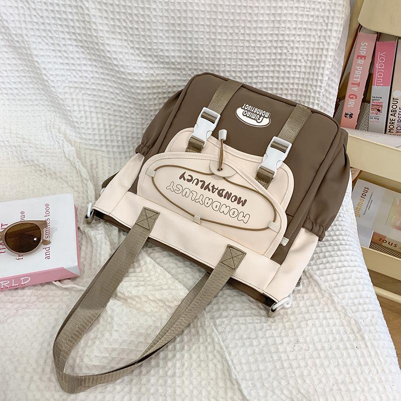 Color Block Shoulder Bag Women's Large Capacity Tote Bag Lightweight Handbag Student Crossbody Bag