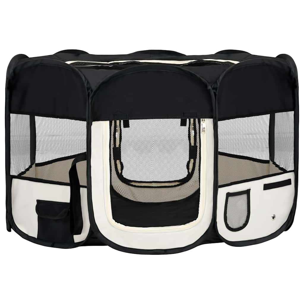 Vidaxl Foldable Dog Crate, With Bag, Black, 125X125X61 Cm
