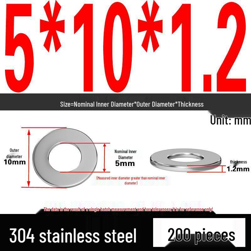 Thickened 304 Stainless Steel Flat Washer Spacer (M2-M36)