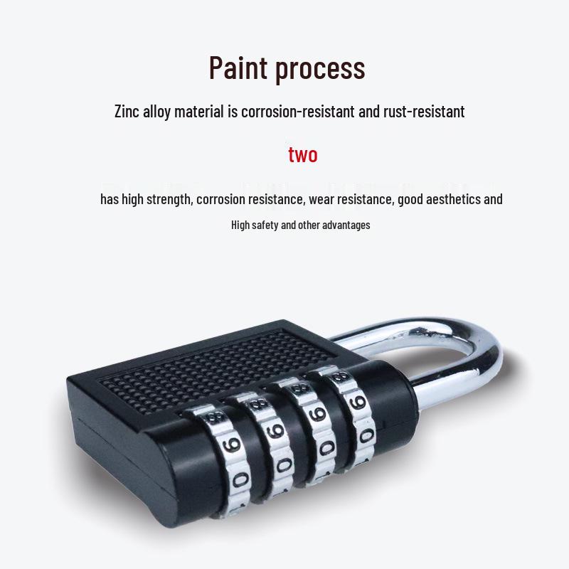 In-Stock Black Zinc Alloy Digital Combination Padlock: Sturdy, Anti-Theft, Safe for Gym and Luggage.