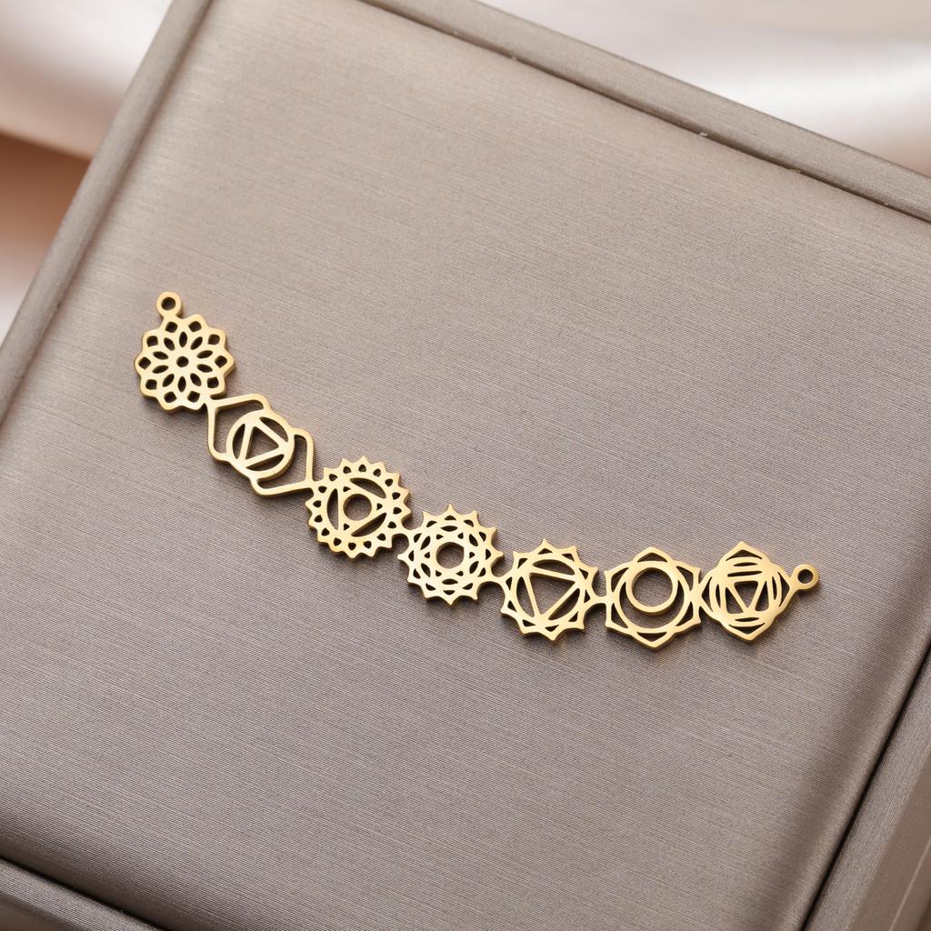 Teamer Yoga 7 Chakra Pendant Charm Stainless Steel Pendant For Women Necklace Bracelet Making Jewelry Valentines Gift