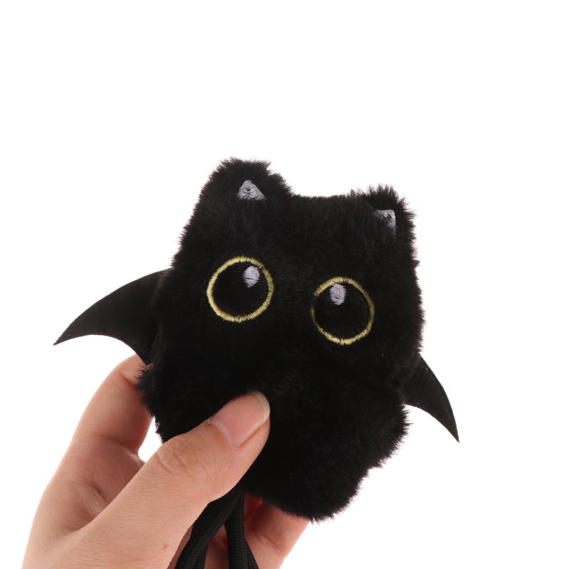 1 Piece 10Cm Ghost Wings Little Black Cat Plush Toy Doll Pendant Ins Big Eyes Punk Bag Decoration For Boy Girl Birthday Gifts