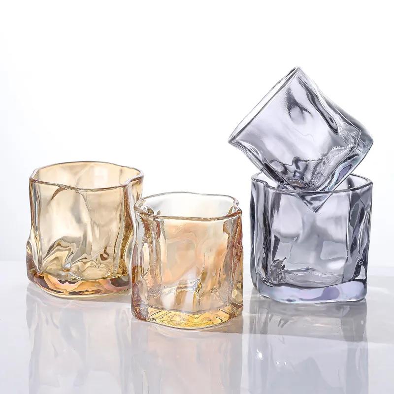 6/4/2/1Pcs 200ml Luxury Whisky Glass Cup Set Unique Twisted Glass Wine Cocktail Beer Coffee Drink Tea Mug Kitchen Bar Club Party