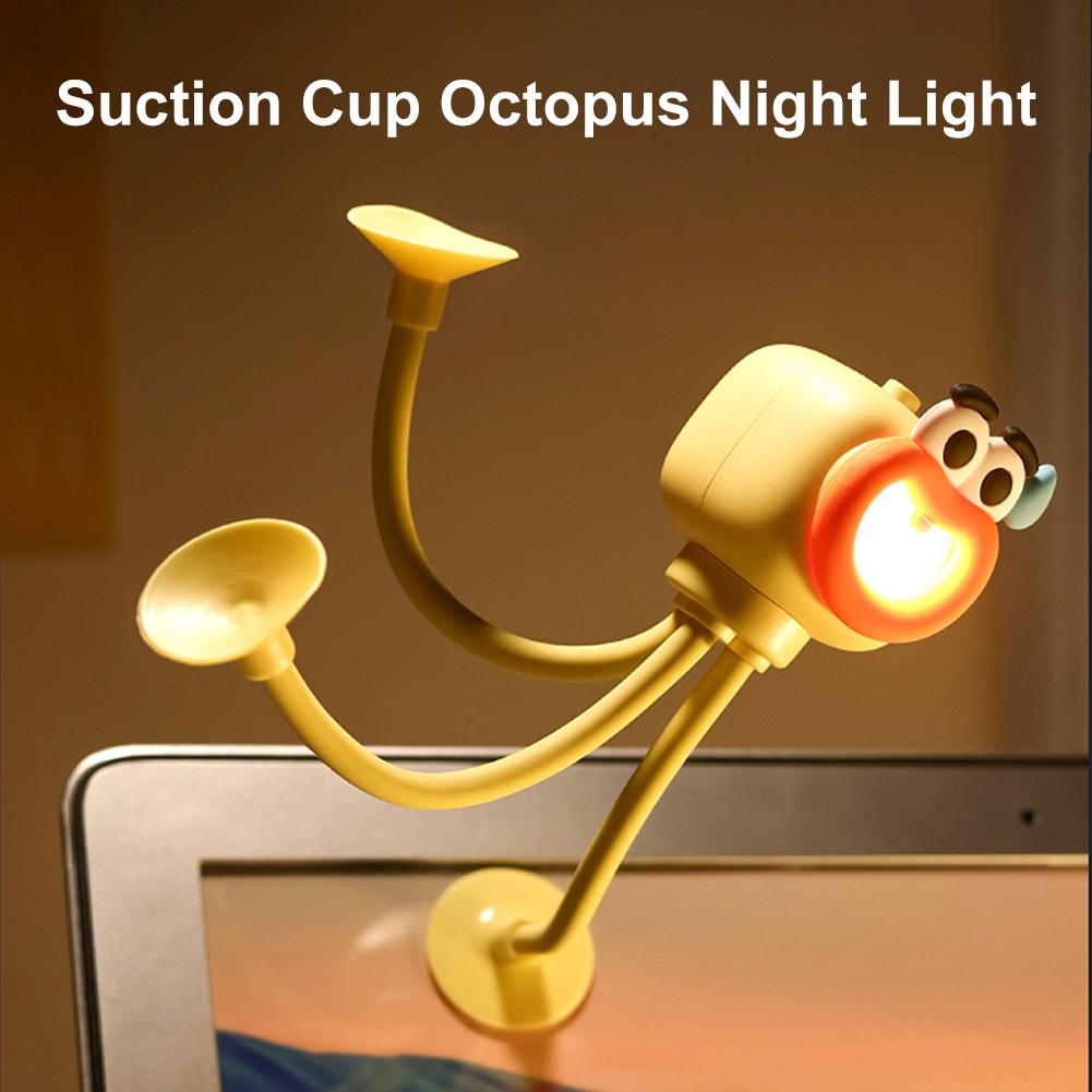 Octopus Night Light Changeable-Shape Bedside Lamp with Suction Cup Creative for Bedroom Living Room Christmas Decorations