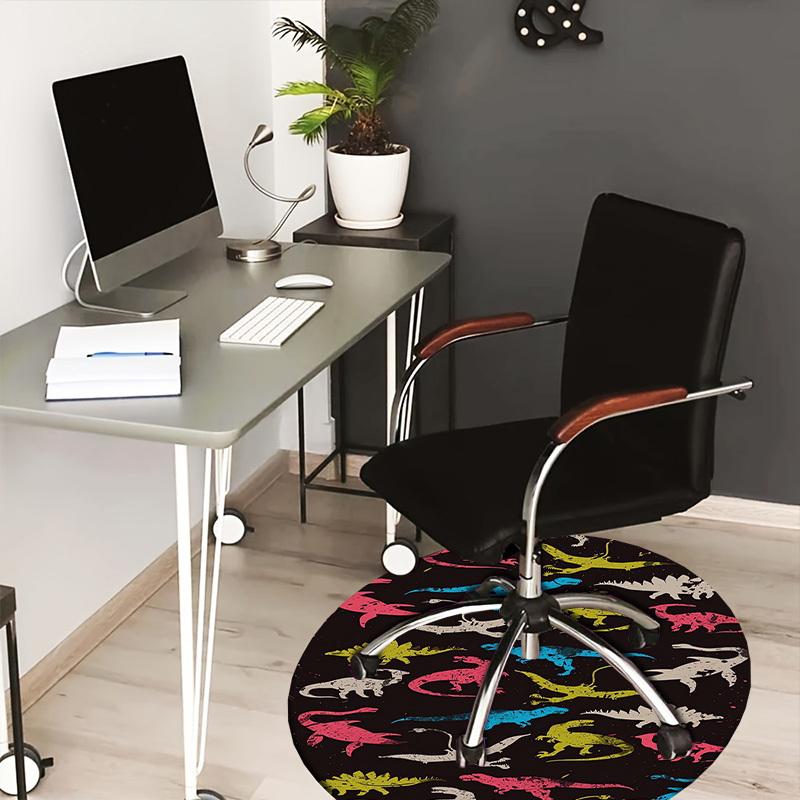 

1pc Colorful Dinosaur Silhouettes Pattern Round carpet, Perfect for Decorating Chairs, Living Rooms, Or Bedrooms, for Living Room.102 80cm by 80cm