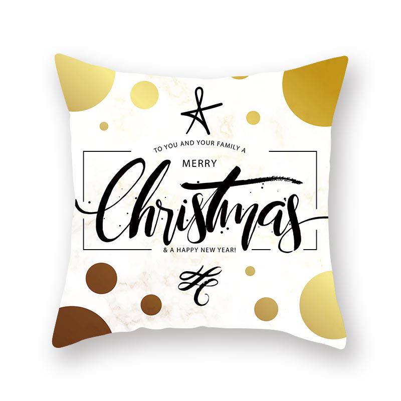 2024 New Christmas Golden Pillow Cover Sofa Car Office Seat Cushion  Bedroom Room  Year Home Decoration Holiday Gift