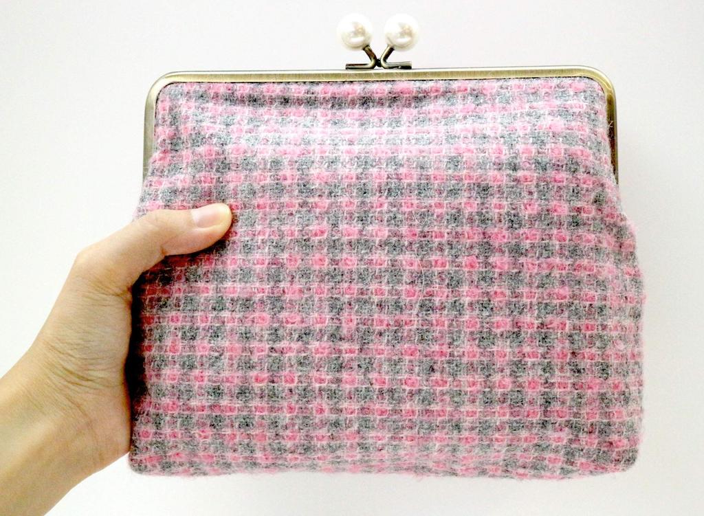 Marushin Large W20 X H16 X Boucle Wool Made by 0405006600 Pouch, Pink, D4cm, Fabric, MOON, UK,