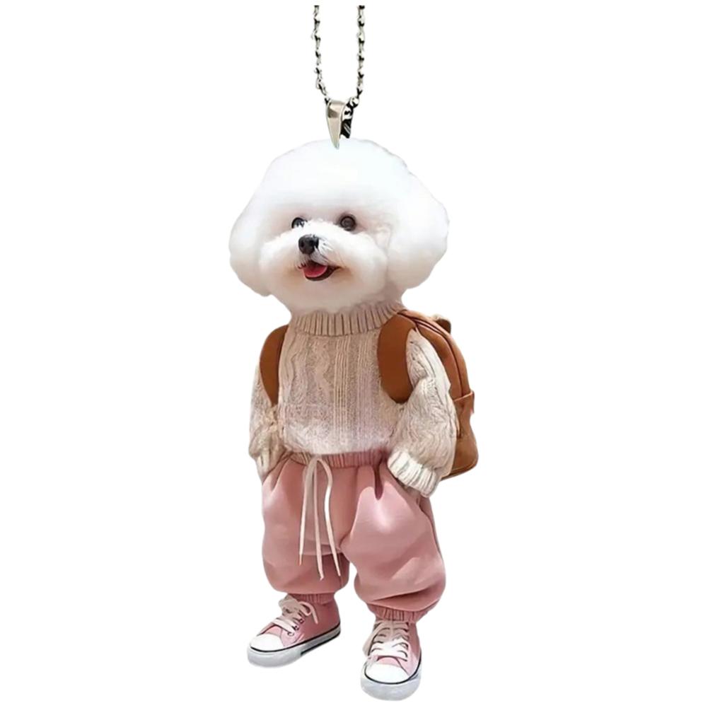 5-1PCS Acrylic 2D Creative Car Hanging Decor Realistic Animal Car Rearview Mirror Pendant Car Auto Interior Decoration