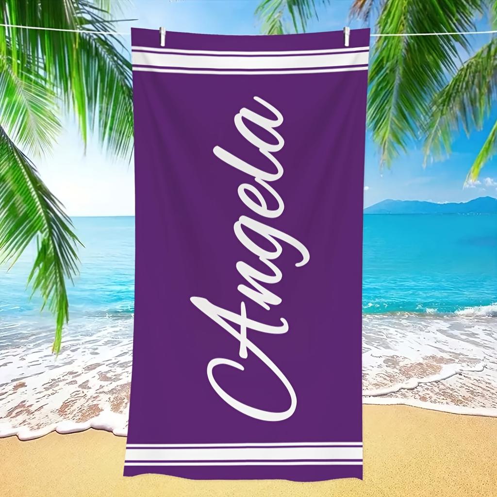 Toalla de Playa Rayada Personalizada con Nombre/Logo Personalizado Toalla de Microfibra Fina Secado Rápido Absorbente para Playa Natación Yoga Baño Deportes