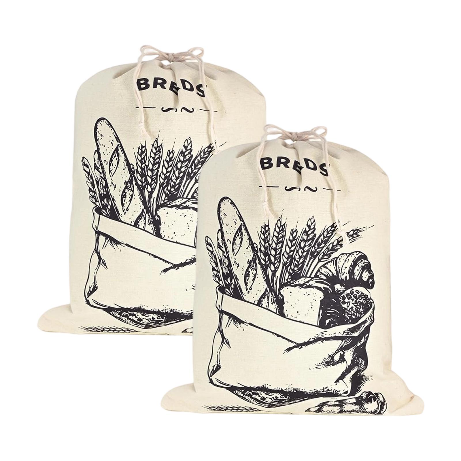 

2-Pack Large Linen Bread Bag One Size белый