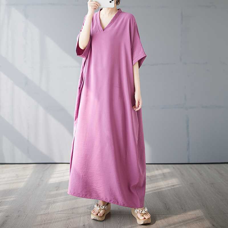 Summer Color Retro Long Skirt Cotton Linen Dress