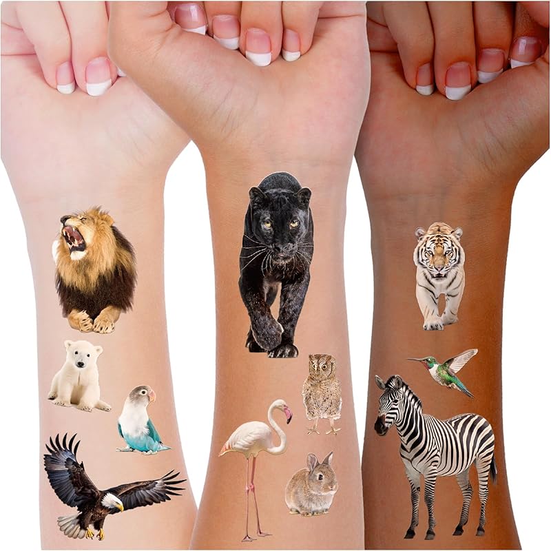 Cute Wild Animal Temporary Tattoo Stickers for kids Wild Lifes Jungle Animal Birthday Party Favors Party Goodie Bag Decorations School Classroom Wild Animal