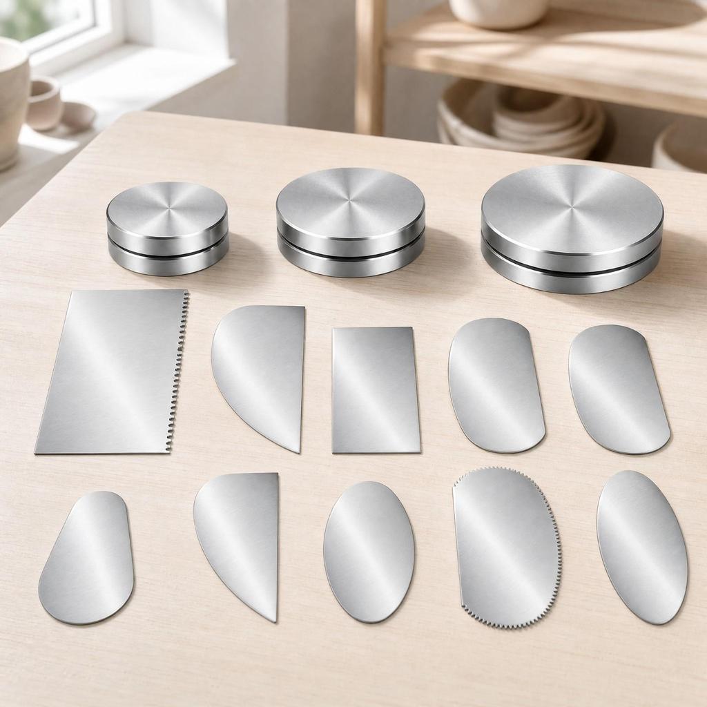 13 Pieces Metal Pottery Tool Set Multi-Purpose for Studio Makers, Hobby Artists