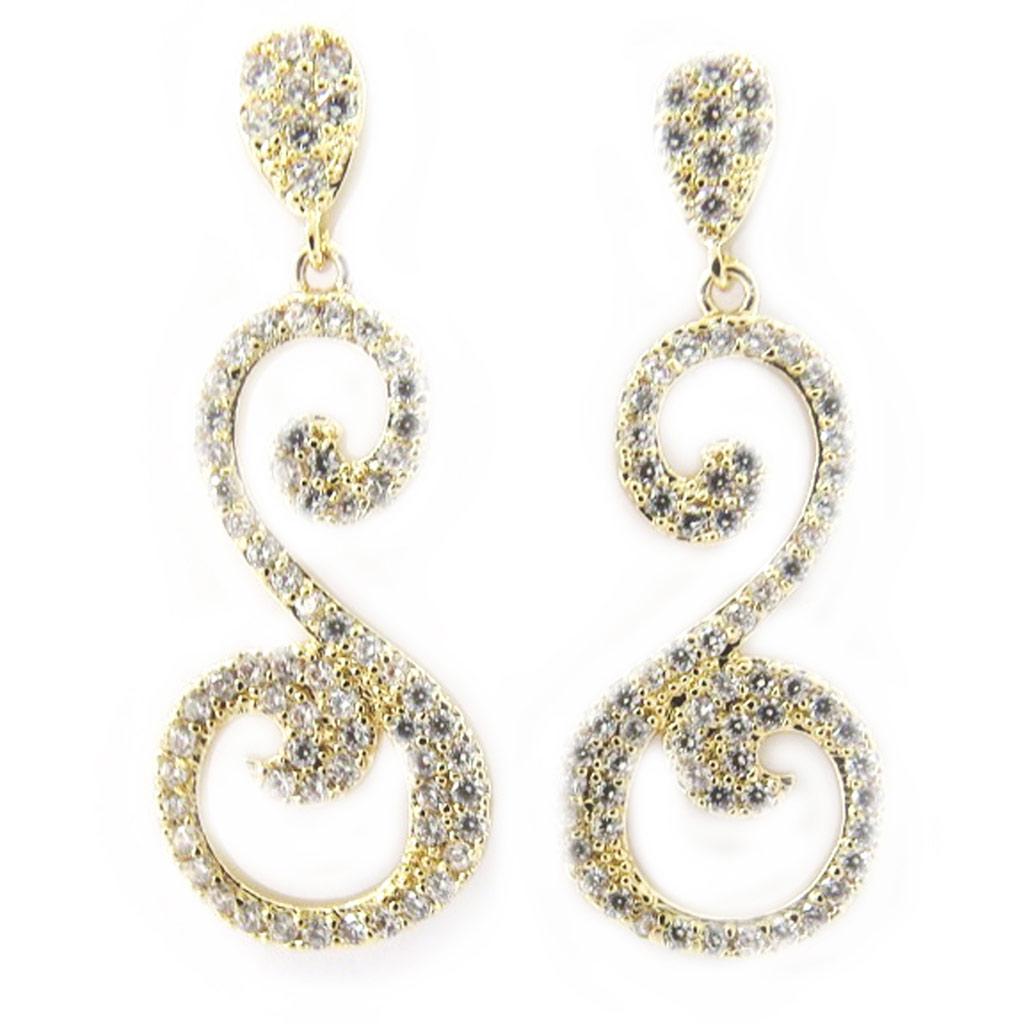 Les Trésors De Lily [L7028] - Boucles Plaqué Or 'Infini' blanc doré - 28x11 mm