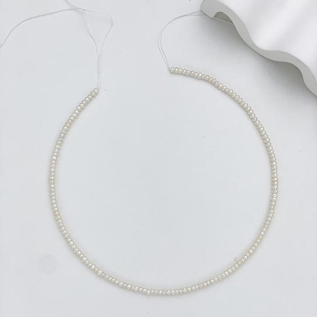 1String, Purple Yellow White Natural Freshwater Pearls, Handmade Flat Pearl Beads for Jewelry Making DIY Crafts (Beads 3-3.5mm, Length 36cm)