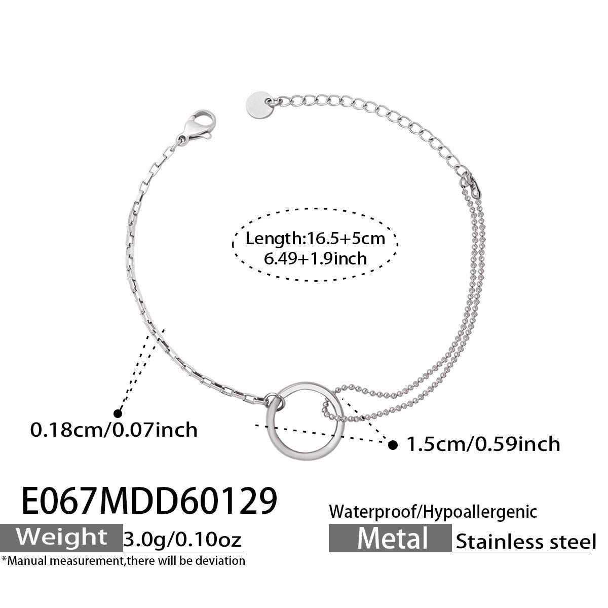 

French Minimalist Geometric Circle Splicing Bracelet, 18K Gold-Plated Stainless Steel