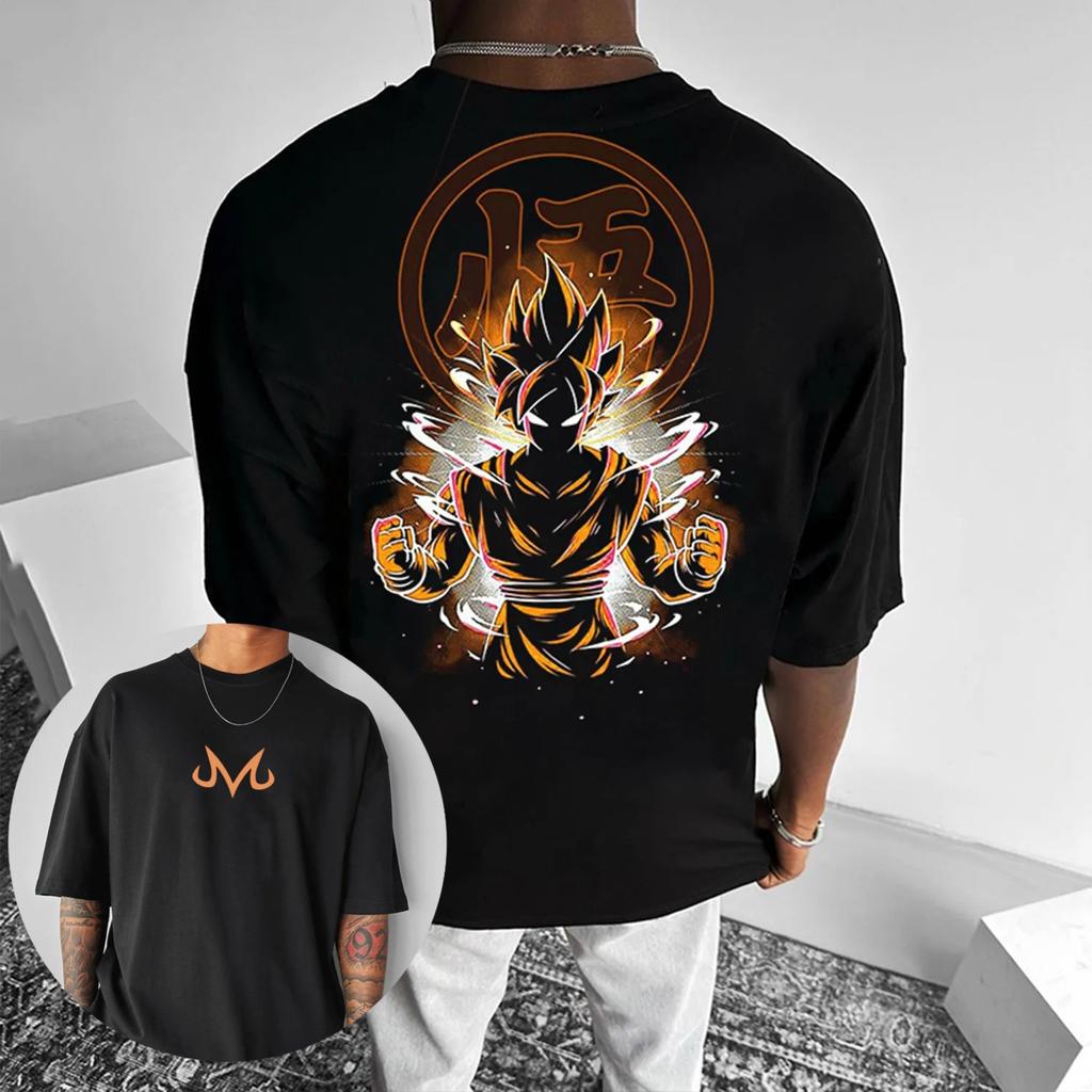 Dragon Ball Anime Goku Kulatý výstřih Krátký rukáv 2026 Bandai Léto Pánské Sportovní Volné a Prodyšné Bavlněné Tričko