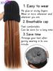 XIYUE Long Synthetic Straight Dark Brown Wigs with Hat Cap Adjustable Hair Wig with Hats for Ladies and Girls Daily Winter Wear
