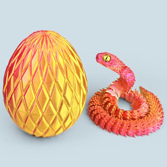 Ovo de Cobra com Cobra Impressa em 3D Dentro Juntas Móveis Estatueta de Cobra Cobra Articulada Brinquedo Fidget de Mesa Decoração Ornamento