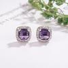 Purple Diamond Sugar Cube Stud Earrings - Elegant & Versatile Jewelry for Women 2025