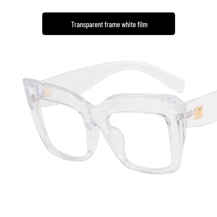 Square Cat-Eye Large Frame Rivet Glasses – New 2022 European & American Style for Women