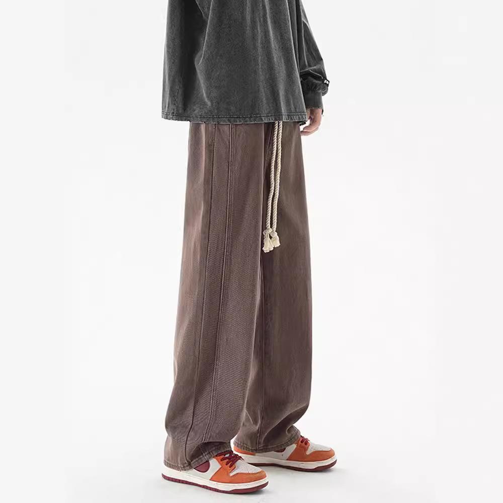 Black Jeans Men's American High Street Trendy Brand Loose Wide-leg Trousers Summer Versatile Straight Retro Heavy Pants