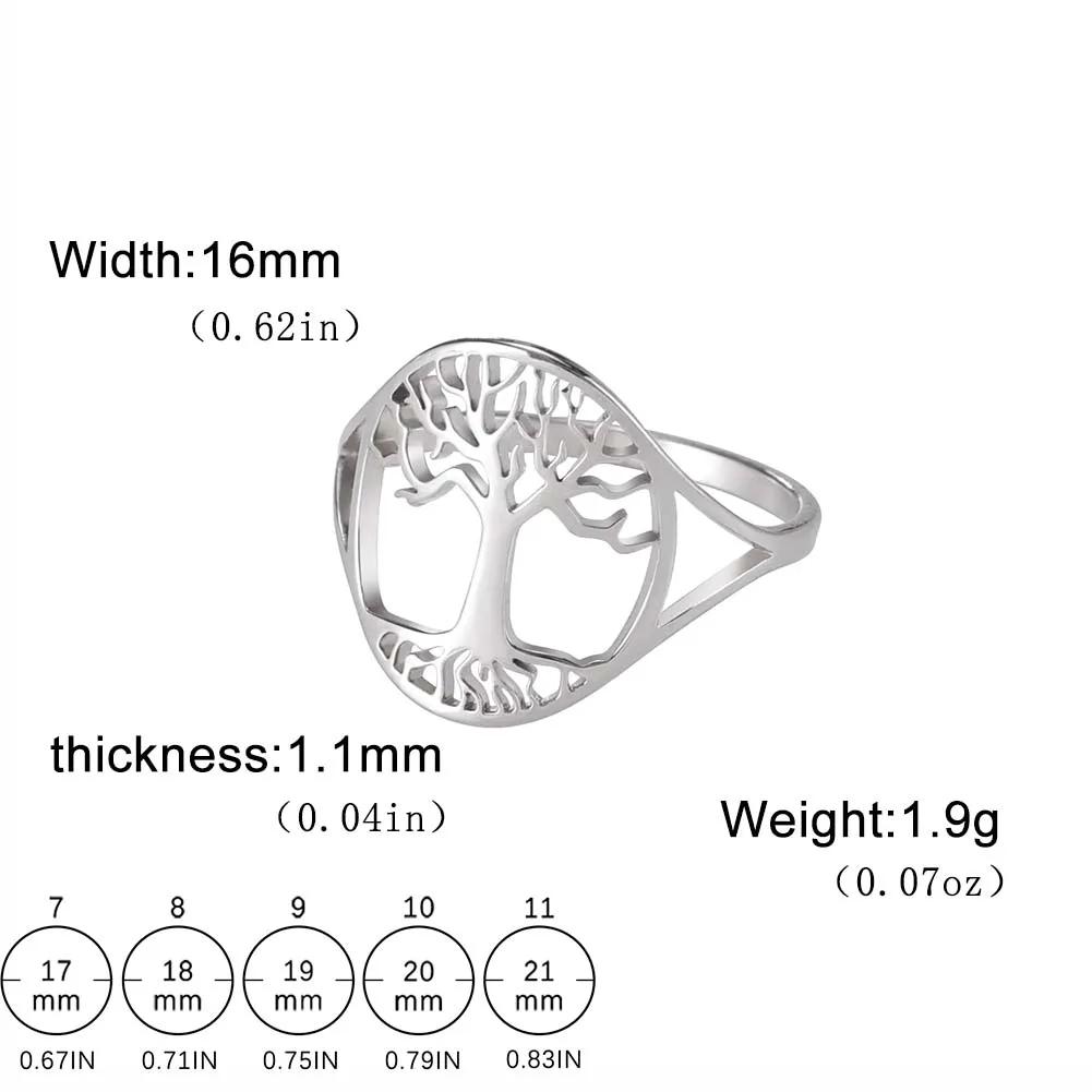 Stainless Steel Tree of Life Ring for Women Vintage Amulet Finger Rings Jewelry Mother's Day Gift