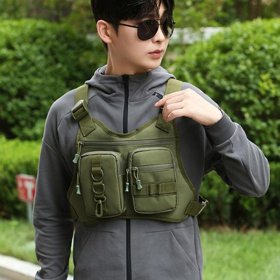 Outdoor Sports Chest Bag for Men Front Running Vest Bag with Multiple Compartments EDC Travel Chest Pack for Workout Cycling Hiking