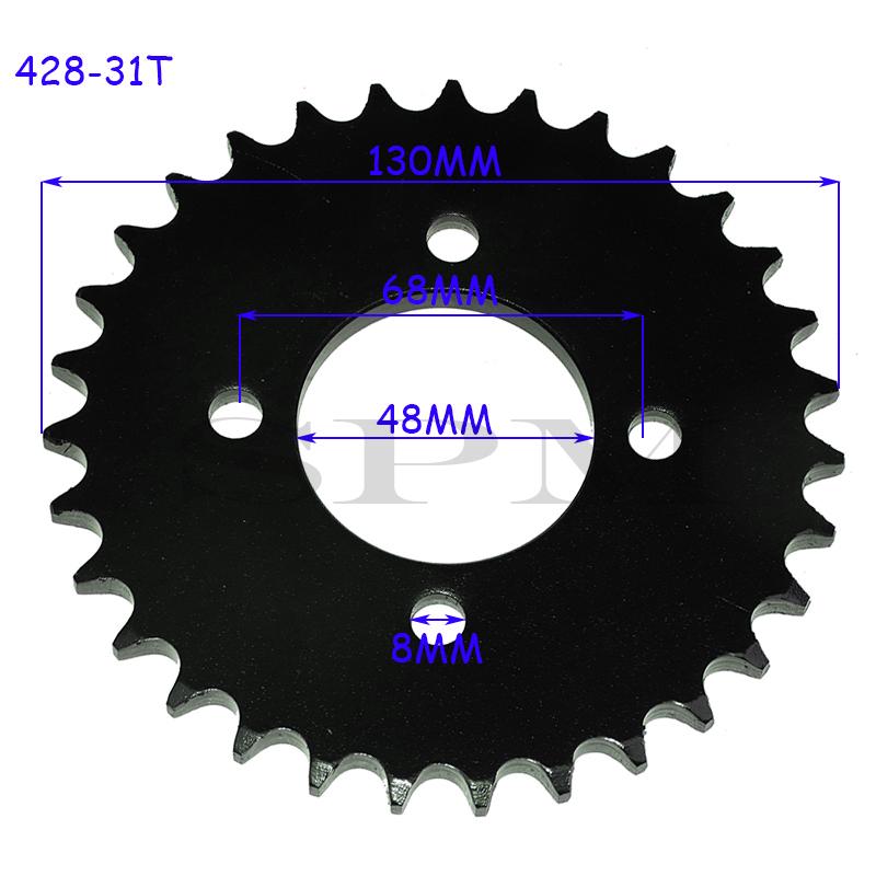Motorcycle 25T/31T/32T/37T/41T/48T Rear Sprocket 428 Chain Disc 48MM For ATV Go Kart UTV Buggy Golf Cart Quad Bike Accessories
