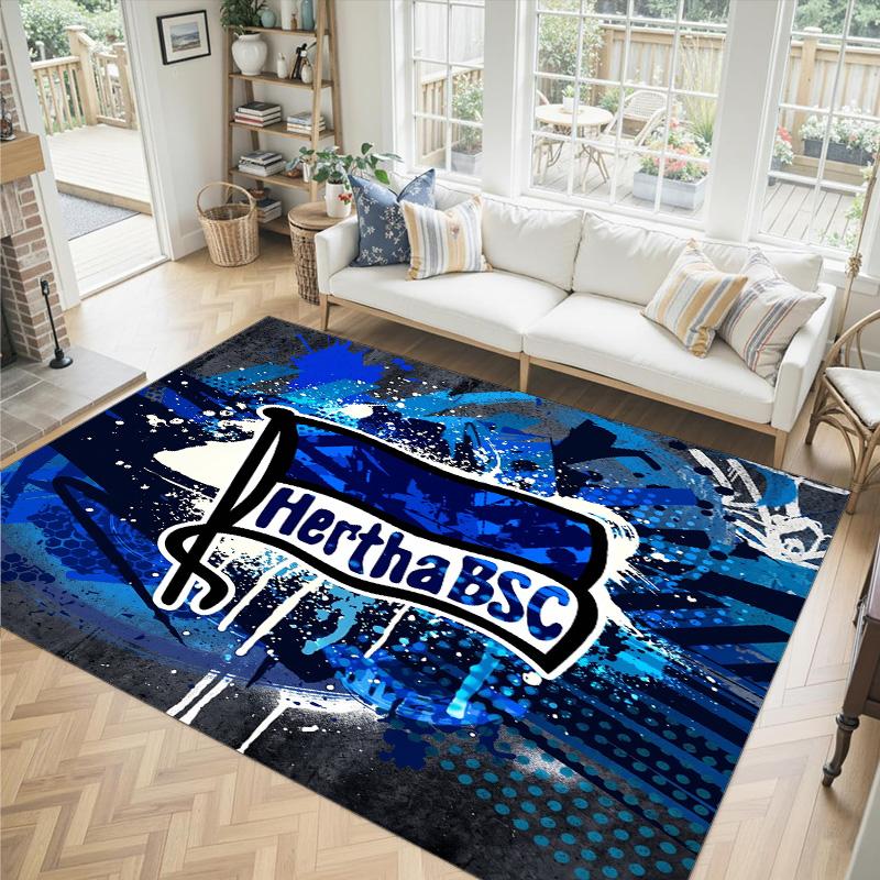 Hertha bsc FC Design Tappeto in Velluto di Cristallo Accogliente Non?Tappeto Stampato Antiscivolo per Camera da Letto Soggiorno Ingresso