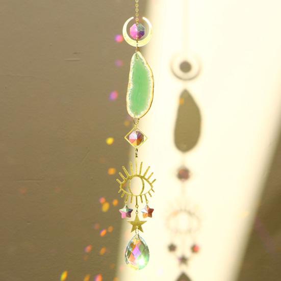Faux Agate Plate Sun Catcher Ornament Indoor Outdoor Garden Home Office Wall Window Hanging Natural Stone Plate Fake Crystal Pendant