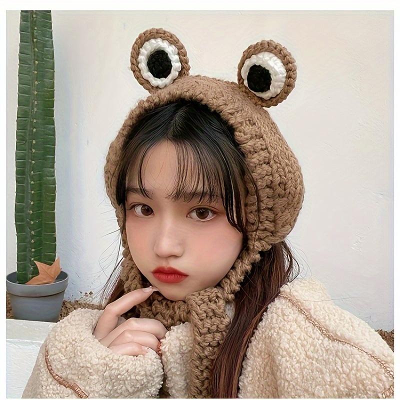 Cute Ladies Frog Ear Hat Beanies Knitted Headband Winter Hat Skullies Knitted Hat Cap Costume Accessory Gifts Warm Winter Bonnet