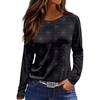 Women's Halloween Print Long Sleeve Round Neck Top with Hem Slit