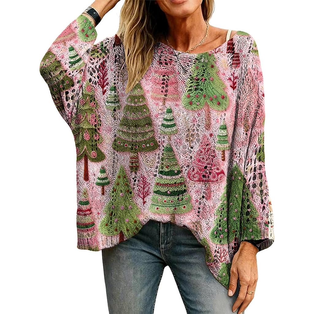 Hollow Out 3D Print Long Sleeve Christmas Sweater