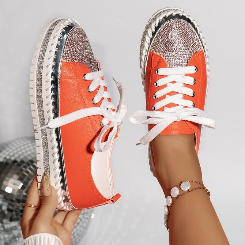 Übergröße lässige Einzelschuhe Damen Frühling neue flache Sohle runder Kopf Schnürung Farbabstimmung Mode Einzelschuhe Damen