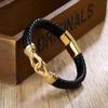 Men's High-Grade Stainless Steel Bracelet Punk Religious 8-Character Buckle Leather Popular New Cross-Border Charm Jewelry Gifts