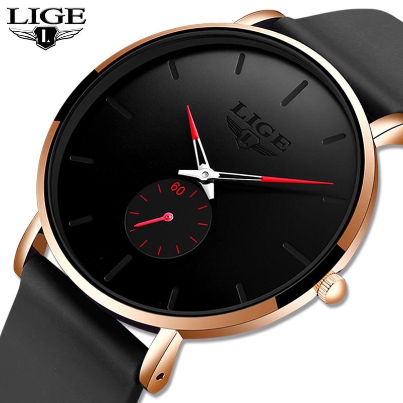 LIGE New Fashion Sports Mens Watches Top Luxury Waterproof Simple Ultra-Thin Watch Men Quartz Clock Relogio Masculino