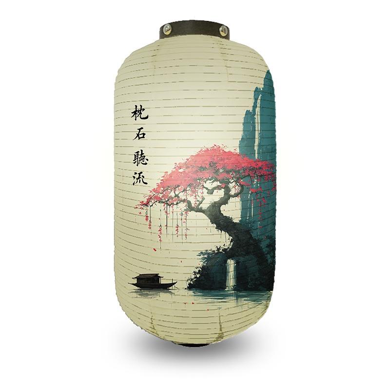 Chinese Pine Tree Scenery Pattern Lantern Outdoor Traditional Cylinder Lantern Wedding New Year Festival Decoration Lantern