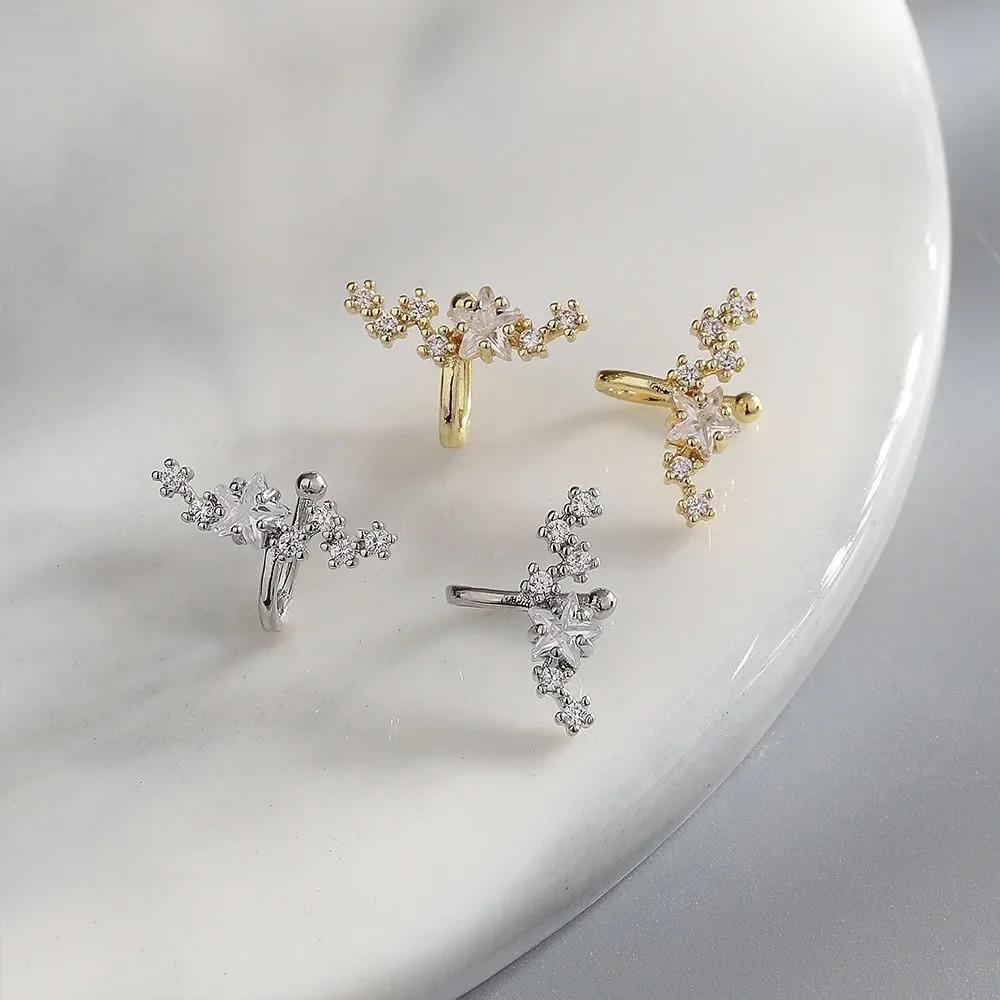 1PCS Piercing Ear Cuff Satr Earrings for Women 1PC Silver Color Crystal Earclip Orbital Non Pierced Earing Fashion Jewelry