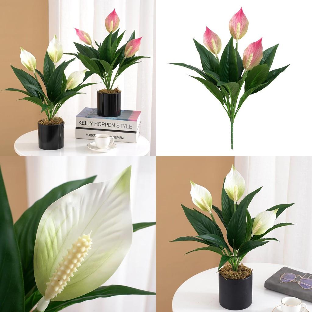 Silk Plant Spathiphyllum Artificial Flower Decor For Home Office Gift
